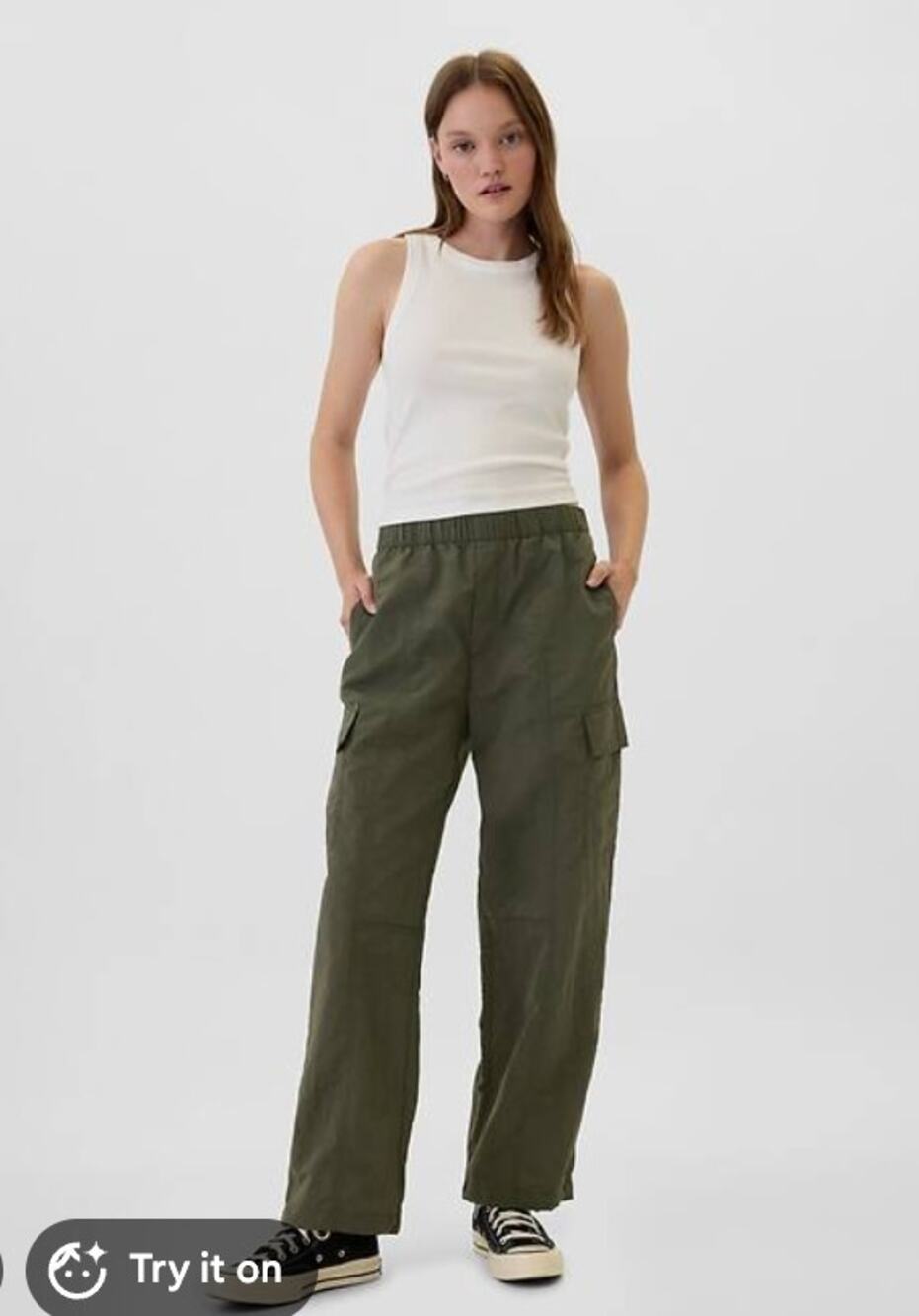GAP FIT NWT Parachute Cargo Pants in Olive Green // S